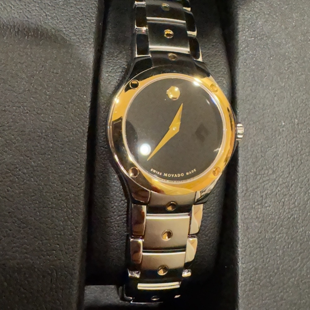 SALE Women’s Rare Movado Gold and Black Never Worn